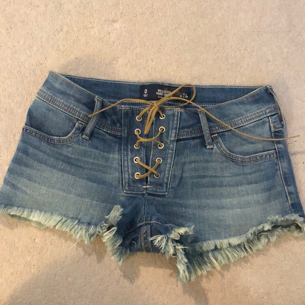 Lace-up Jean shorts